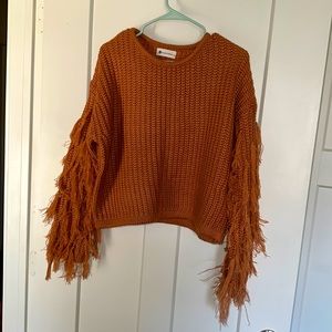Impeccable Pig Mauve/Rust Fringe Sweater